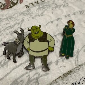 Shrek Character Pin Set - Green, Gray, Black